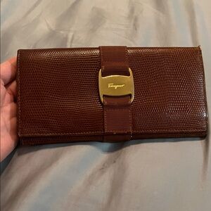 Salvatore Ferragamo Textured Brown Leather wallet